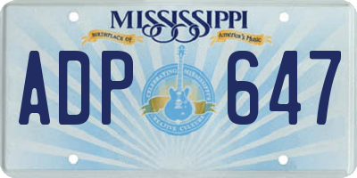 MS license plate ADP647