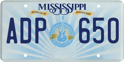 MS license plate ADP650