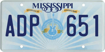 MS license plate ADP651