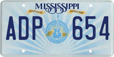 MS license plate ADP654