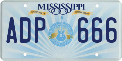 MS license plate ADP666