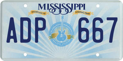 MS license plate ADP667
