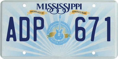 MS license plate ADP671