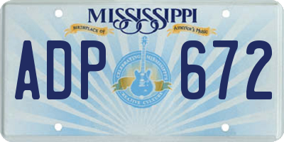 MS license plate ADP672