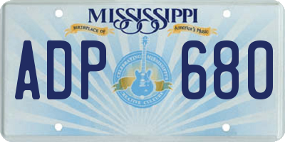 MS license plate ADP680