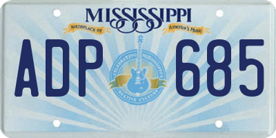 MS license plate ADP685