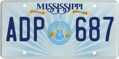 MS license plate ADP687