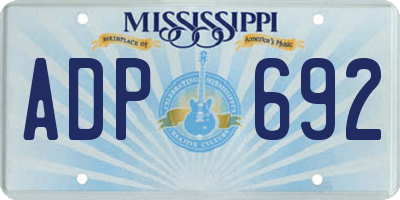 MS license plate ADP692