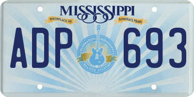 MS license plate ADP693