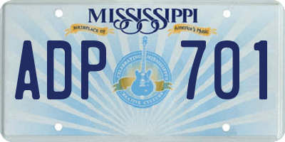 MS license plate ADP701