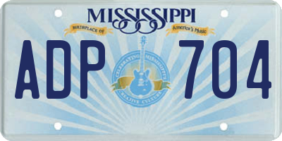 MS license plate ADP704