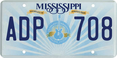 MS license plate ADP708