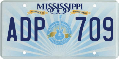 MS license plate ADP709