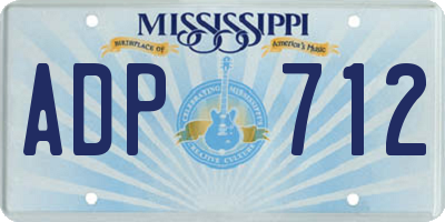 MS license plate ADP712