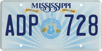 MS license plate ADP728