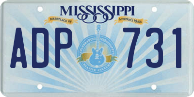 MS license plate ADP731