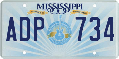 MS license plate ADP734