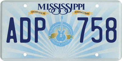 MS license plate ADP758