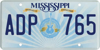 MS license plate ADP765
