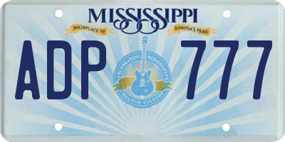 MS license plate ADP777