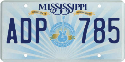 MS license plate ADP785