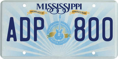 MS license plate ADP800