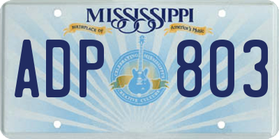 MS license plate ADP803
