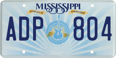 MS license plate ADP804