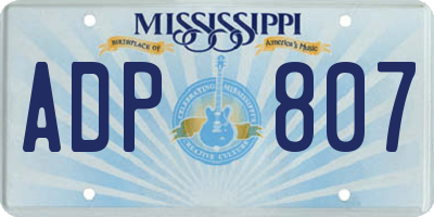 MS license plate ADP807