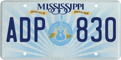 MS license plate ADP830