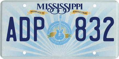 MS license plate ADP832