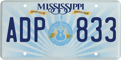MS license plate ADP833