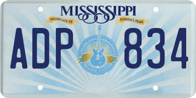 MS license plate ADP834