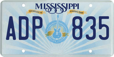 MS license plate ADP835