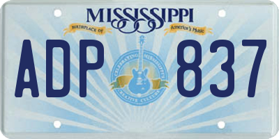 MS license plate ADP837