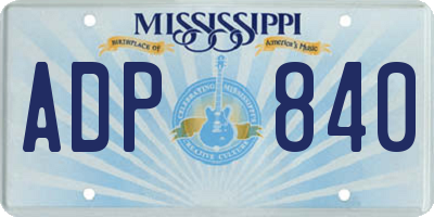 MS license plate ADP840