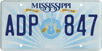 MS license plate ADP847