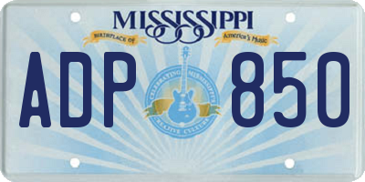 MS license plate ADP850