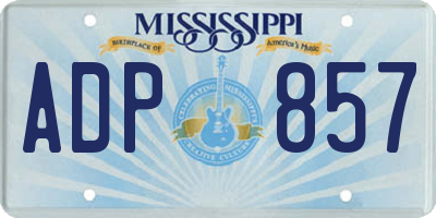 MS license plate ADP857