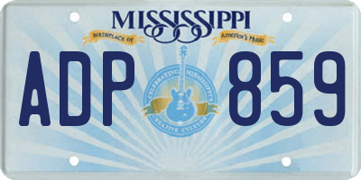 MS license plate ADP859