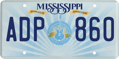 MS license plate ADP860