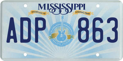 MS license plate ADP863