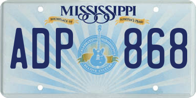 MS license plate ADP868