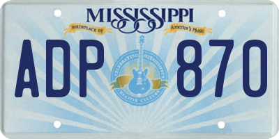 MS license plate ADP870