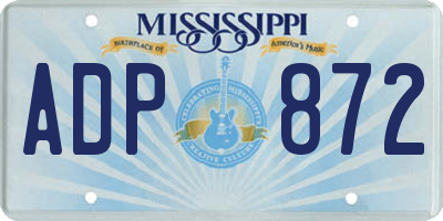 MS license plate ADP872