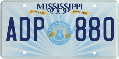 MS license plate ADP880