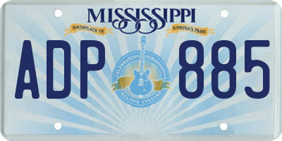 MS license plate ADP885