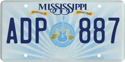 MS license plate ADP887