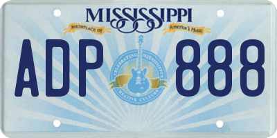 MS license plate ADP888