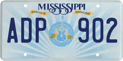 MS license plate ADP902